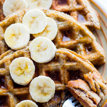 EASY Blender Rice Banana Gluten Free Waffles {Freezer Friendly, Vegan Option}