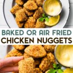 Two photos of Gluten-Free Homemade Chicken Nuggets with a text overlay for pinterest.