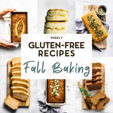 A photo grid of 6 Gluten-Free Fall Bread Recipes with a text overlay for pinterest.