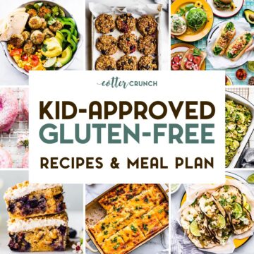 A photo of 8 Kid-Friendly Gluten-Free Meal Plan Recipes with a text overlay.