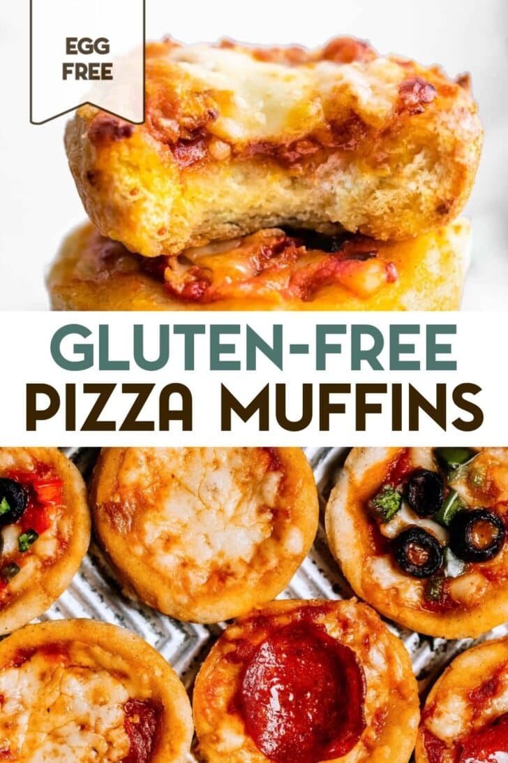 Two photos of Gluten-Free Pizza Muffins with a text overlay for pinterest.