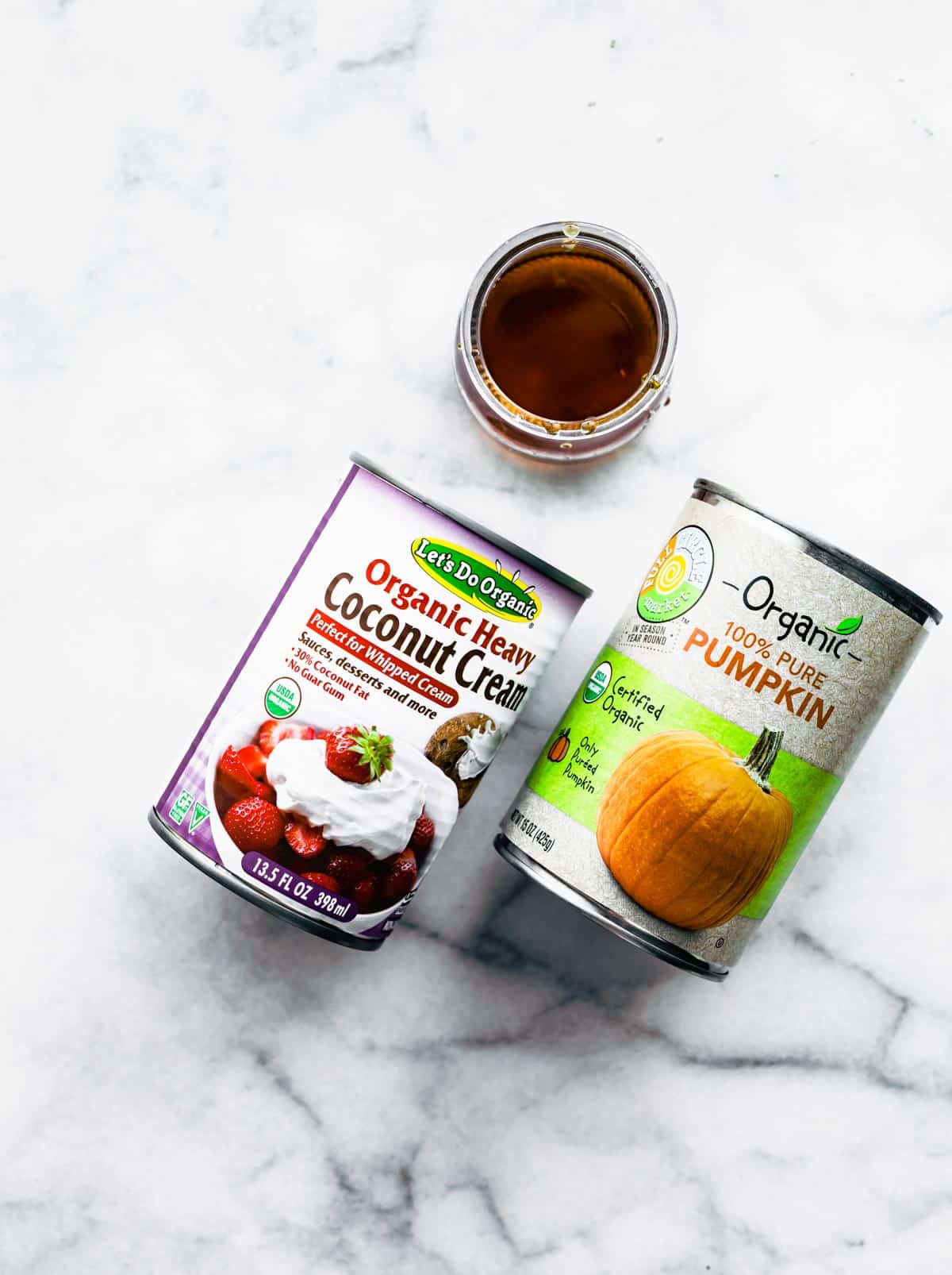 maple syrup, canned coconut milk, and canned pumpkin puree