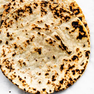 Three cooked almond flour tortillas.