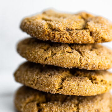 stack of 4 gluten free Christmas cookies (snickerdoodles)