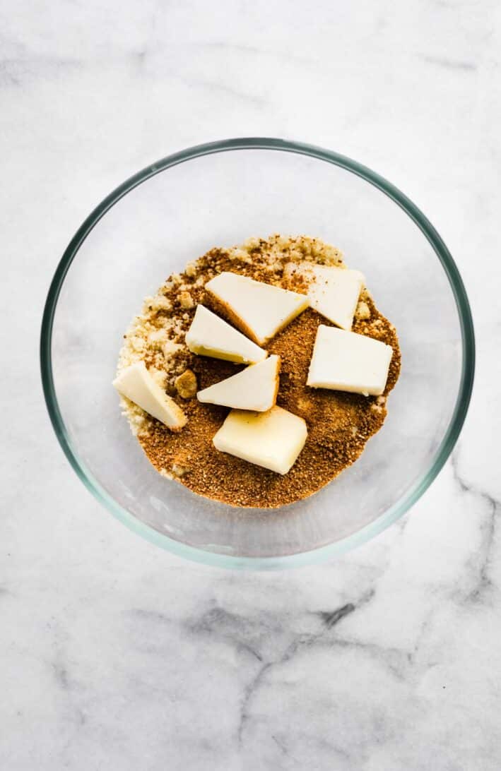 almond flour streusel crumble ingredients in a bowl