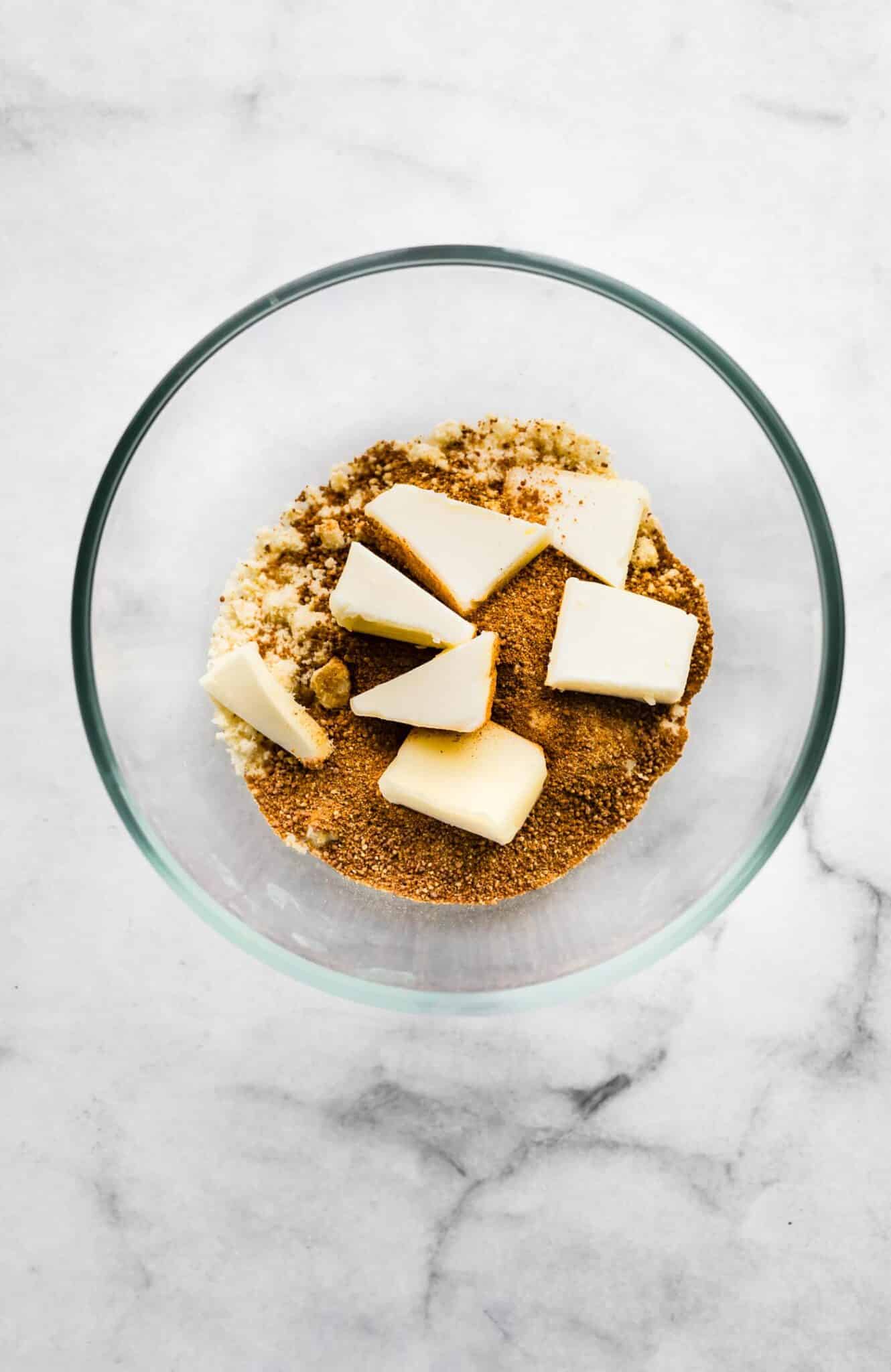 almond flour streusel crumble ingredients in a bowl