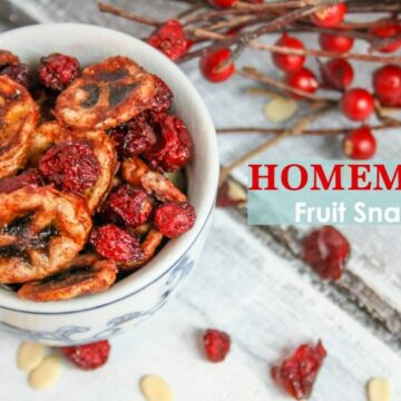 Homemade healthy fruit snacks made two ways, in the dehydrator or the oven. Delicious, naturally lower in sugar, and kid-friendly. They make a great snack!