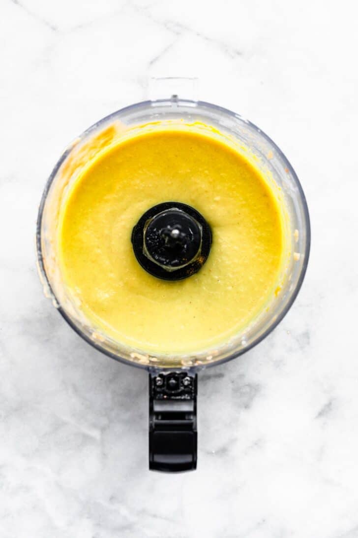 Lemon filling in a food processor.