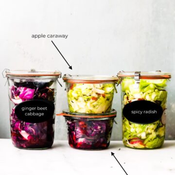 4 canning jars of homemade sauerkraut