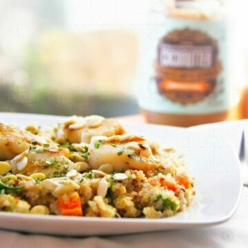 A sweet and savory twist on your regular old stir fry! Yep, coconut butter stir fried quinoa with veggies and scallops. Trust me, it's delicious, gluten free, and nutritious! www.cottercrunch.com