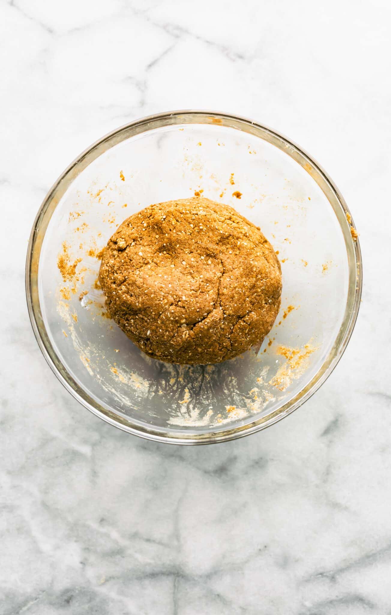 Cinnamon Breakfast Balls with Protein batter in a glass bowl.