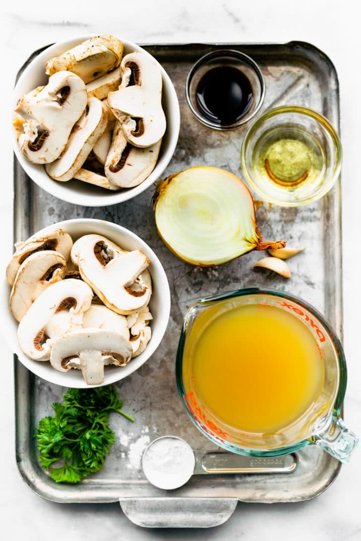 ingredients for gluten free vegan mushroom gravy